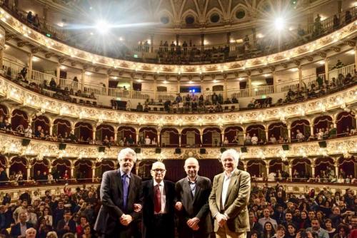 i 4 premi oscar Nicola Piovani, Ennio Morricone, Giuseppe Tornatore, Gianni Quaranta